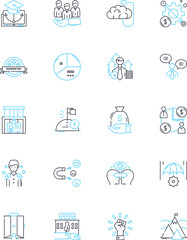 Strategic management linear icons set. Planning, Strategy, Execution, Objectives, Leadership, Innovation, Analysis line vector and concept signs. Alignment,Vision,Competitive advantage outline