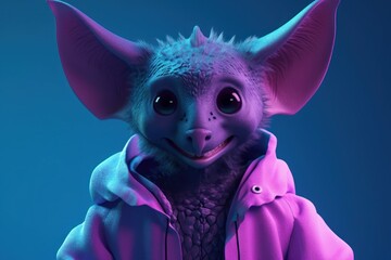 Anthropomorphic bat dressed in human clothing. humanized animal concept. AI generated, human enhanced