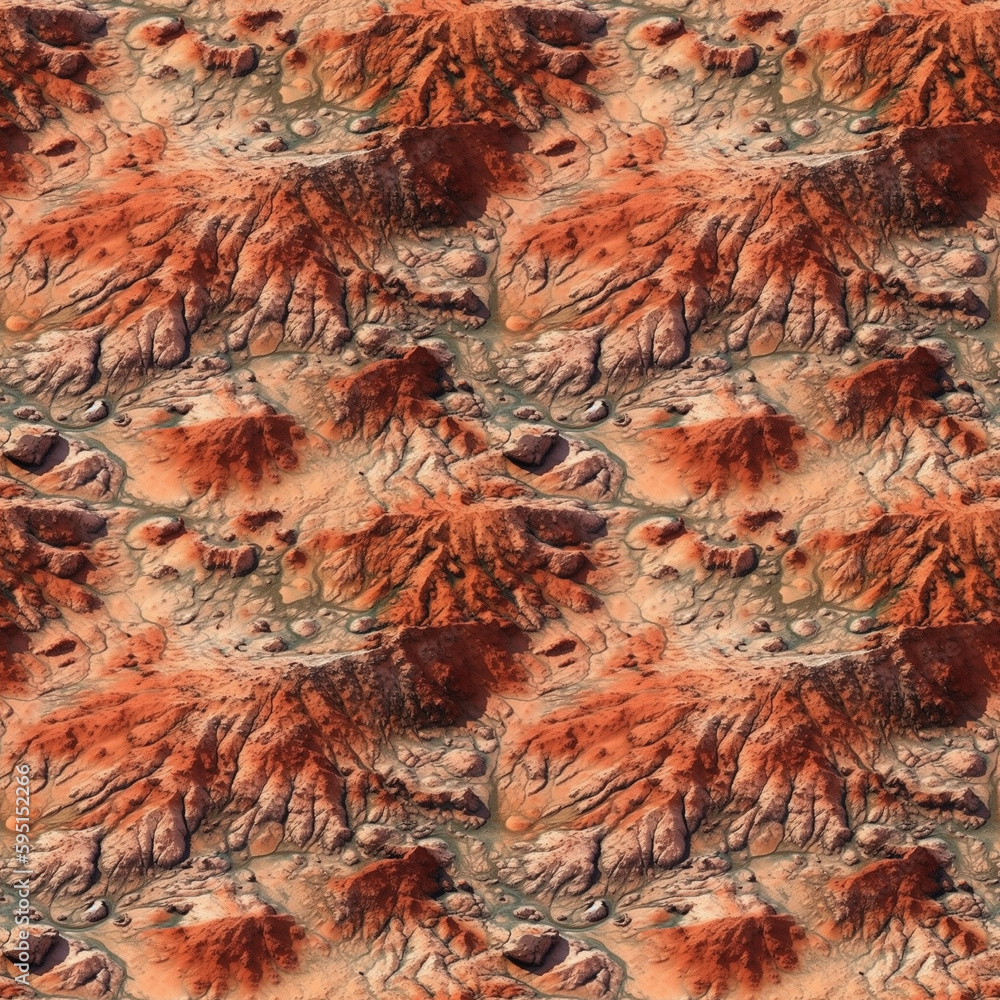 Aufkleber top view mars planet surface with hills. ai generative illustration.