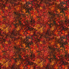 Fall trees. Autumn maple red and orange leaves. AI generative illustration.
