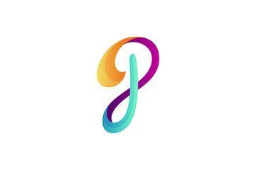 P initial colorful 3D logo design