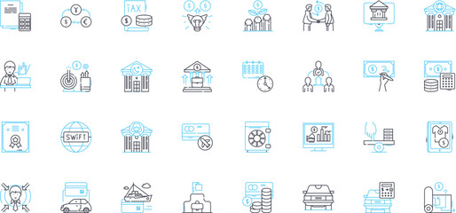 Asset protection linear icons set. Insurance, Trusts, Security, Preservation, Privacy, Estate, Planning line vector and concept signs. Legal,Wealth,Shield outline illustrations