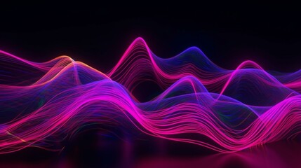 purple, blue and pink waves, Abstract neon wave background 