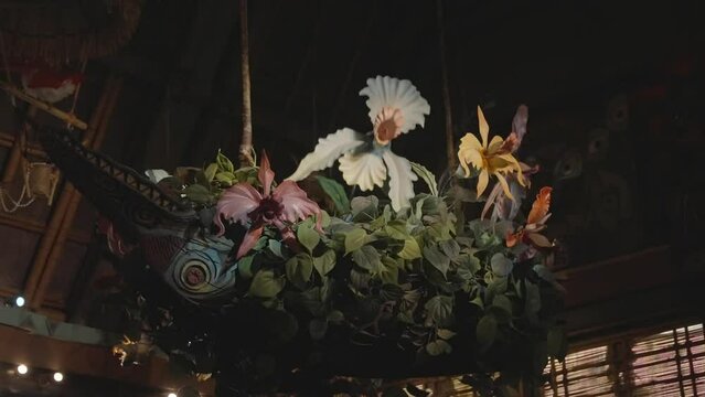 This video shows animatronic flowers moving and talking.