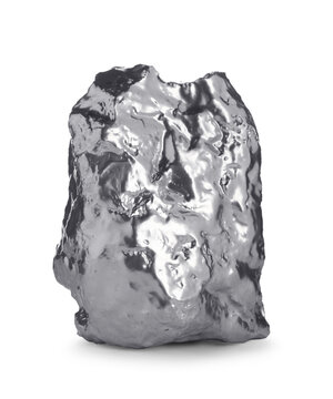 One shiny silver nugget on white background
