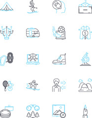 Distant learning linear icons set. Online, Distance, Virtual, Remote, E-learning, Webinar, Internet-based line vector and concept signs. Web-based,Cyber,Digital outline illustrations