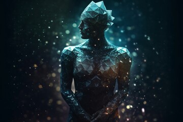 Fototapeta na wymiar abstract illustration of metal human figure created with Generative AI technology