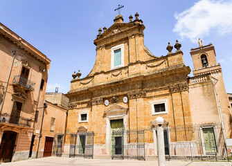Fototapeta na wymiar Architectural Views of the Religious Temples in Alcamo, Trapani Province, Sicily, Italy