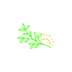 vector illustration of leaves and sun