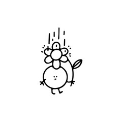 vector illustration of round cute character with flowers