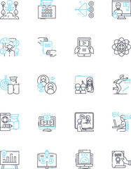 Knowledge acquisition linear icons set. Learning, Comprehension, Understanding, Cognition, Perception, Interpretation, Insight line vector and concept signs. Epistemology,Scholarship,Pedagogy outline