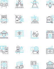 portfolios linear icons set. Showcases, Compositions, Arrangements, Profiles, Galleries, Displays, Books line vector and concept signs. Albums,Exhibits,Samples outline illustrations