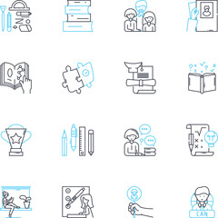 Professional Development linear icons set. Learning, Growth, Advancement, Upskilling, Training, Education, Mastery line vector and concept signs. Development,Enhancement,Improvement outline