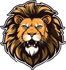 Lion head vector illustration isolated, logo, sticker, emblem design
