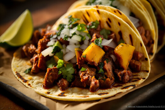 Delicious Chicken Tacos, cilantro, lime, 