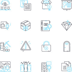 Analytics linear icons set. Insights, Data, Statistics, Metrics, Analysis, Trends, Visualization line vector and concept signs. Intelligence,Dashboards,Performance outline illustrations