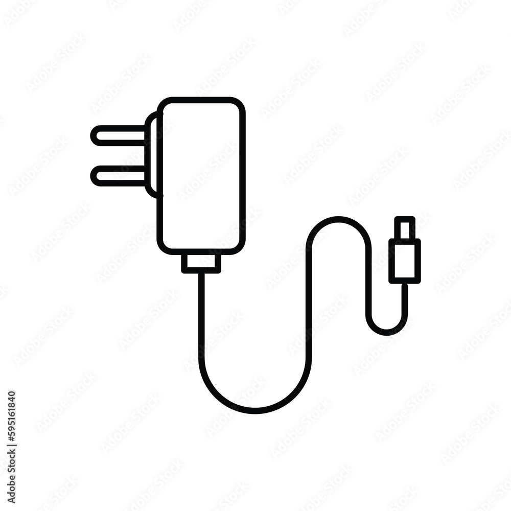 Aufkleber outline mobile phone charger vector icon for web design isolated on white background..eps