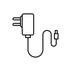 Outline mobile phone charger vector icon for web design isolated on white background..eps