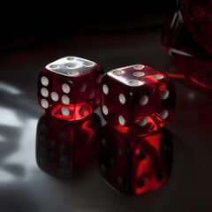 Red dice on dark background