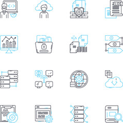 Profit maximization linear icons set. Efficiency, Expansion, Optimization, Revenue, Margins, Growth, Strategy line vector and concept signs. Innovation,Cost-cutting,Sales outline illustrations