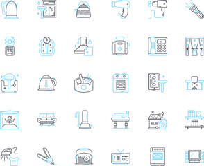 Gadgets linear icons set. Technology, Devices, Innovation, Electronics, Smartphs, Wearables, Tablets line vector and concept signs. Drs,Headphs,Cameras outline illustrations