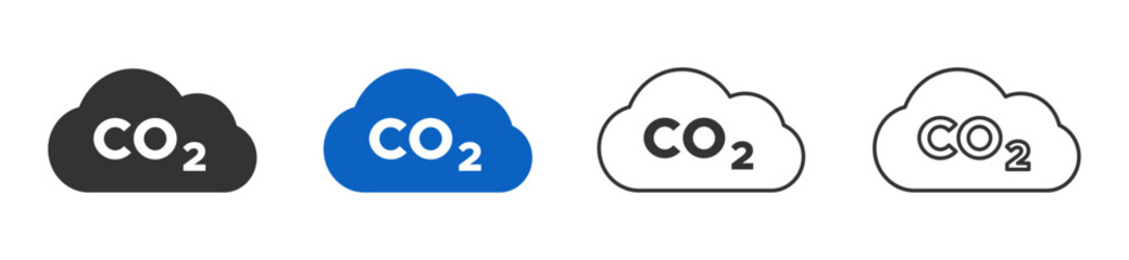 Cloud with text (CO2) graphic icon illustrations set
