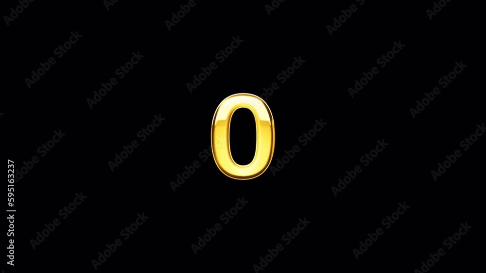 Poster loop number zero golden shine light motion animation on black abstract background. promote advertisi
