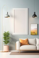 Mockup frame living room interior background, 3d render