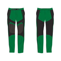 Mountain pants mockup. Waterproof pants. Parachute pants. Vector illustration