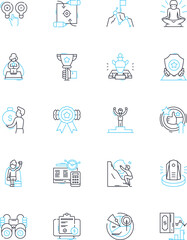 Communication strategy linear icons set. Messaging, Engagement, Branding, Consistency, Targeting, Clarity, Innovation line vector and concept signs. Feedback,Influencers,Trust outline illustrations