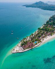 Koh Mook tropical Island in the Andaman sea in Thailand, tropical beach with white sand