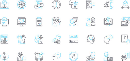 Cyber guidance linear icons set. Security, Cybersecurity, Protection, Defense, Resilience, Privacy, Prevention line vector and concept signs. Awareness,Education,Expertise outline illustrations