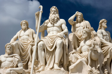 Fototapeta na wymiar Olympian greek gods and goddess on Mt. Olympus, generative ai