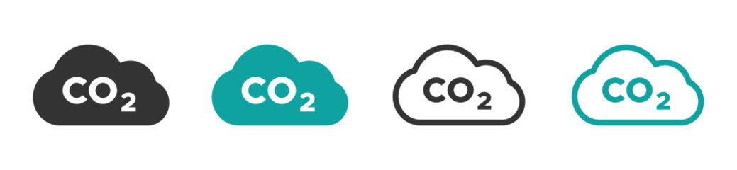 Cloud with text (CO2) icon illustrations set