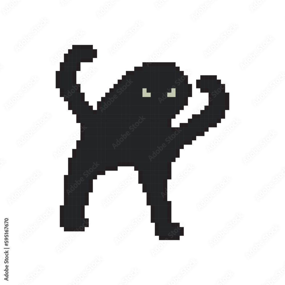 Wall mural Black cat, pixel art meme