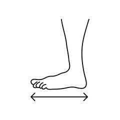 Foot size icon, Foot size measurement illustration on white background..eps