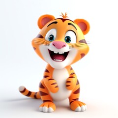 little tiger cartoon character - generative ai
