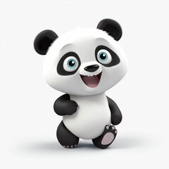 Fototapeta premium cartoon panda character isolated on white background - generative ai