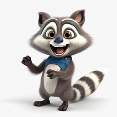 raccoon cartoon character isolated on white background - generative ai
