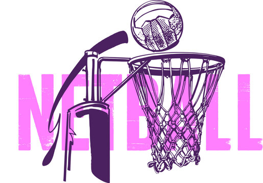 vector illustration of the Netball ball and hoop