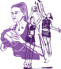 The netball player with ball in her hands