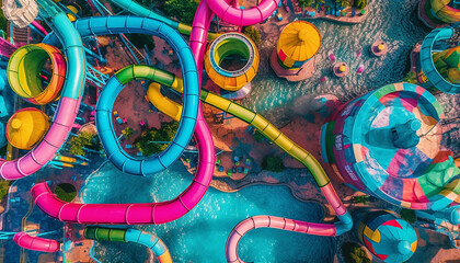 Vibrant s slide down inflatable pool tube generated by AI