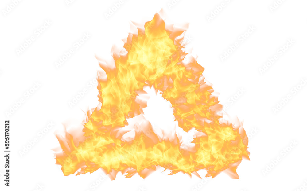 Poster fire, flames and heat by transparent png background with mock up space for burning triangle. burn, f