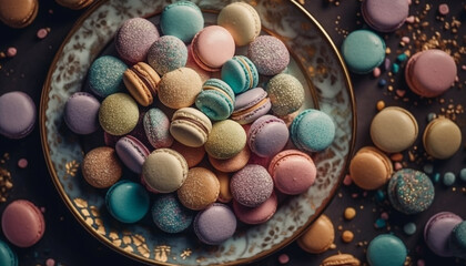 macaroons, a French gourmet indulgence generated by AI