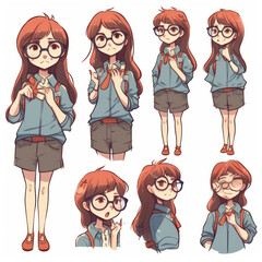 Hipster character design sheet