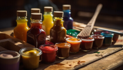 Vibrant s of fresh fruits in wooden bowl generated by AI