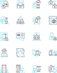 Development linear icons set. Innovation, Progress, Growth, Advancement, Improvement, Evolution, Transformation line vector and concept signs. Maturation,Expansion,Optimization outline illustrations