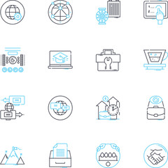 Cyber commerce linear icons set. E-commerce, Digital marketing, Online shopping, Cybersecurity, Internet sales, Web development, Cryptocurrency line vector and concept signs. Virtual stores,Mobile