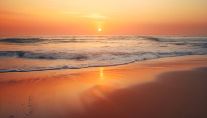 Sunrise on the beach with beautiful seascape view. Get away and holiday concept