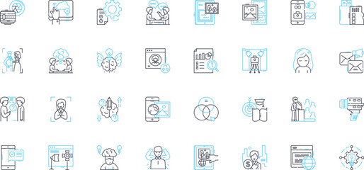 Artificial intelligence and robotics linear icons set. Automation, Neural, Machine, Algorithm, Intelligence, Robotics, Neural nerk line vector and concept signs. Automation,Computer,Vision outline